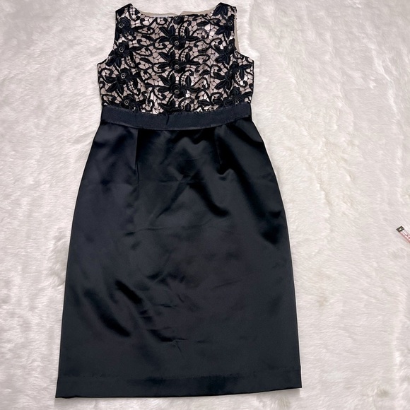 Like new Kay Unger satin and lace black dress - Picture 1 of 5